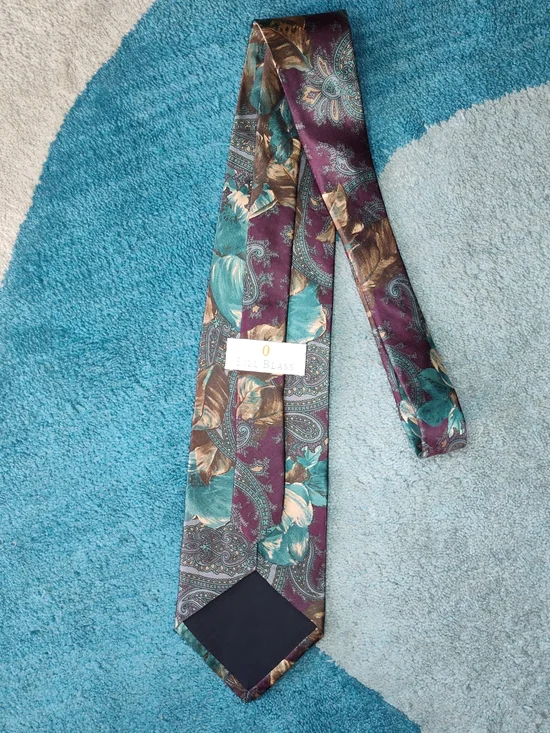 Bill Blass Silk Paisley Tie Purple Teal Taupe Made USA Vintage Classic 90s - Picture 3 of 5